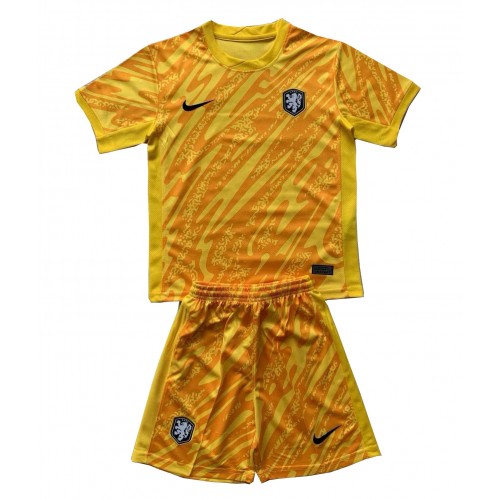 Maglia Calcio Paesi Bassi Portiere Seconda Divisa Bambino Europei 2024 Manica Corta (+ pantaloncini)